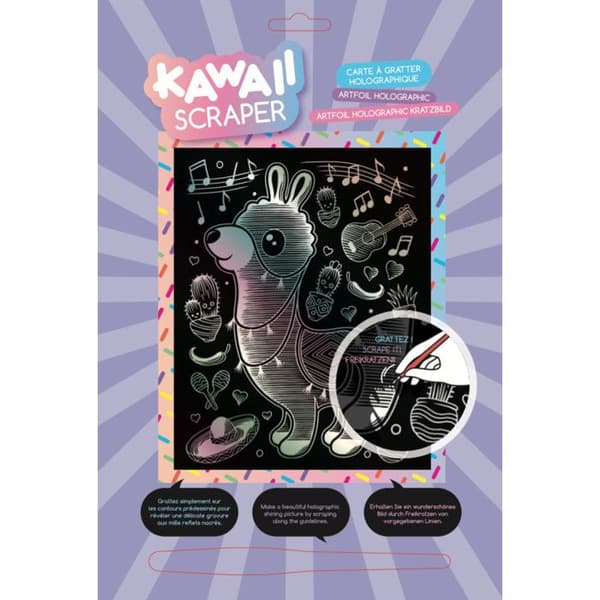 Holografisk Kawaii Lama Musiker Skrapplatta