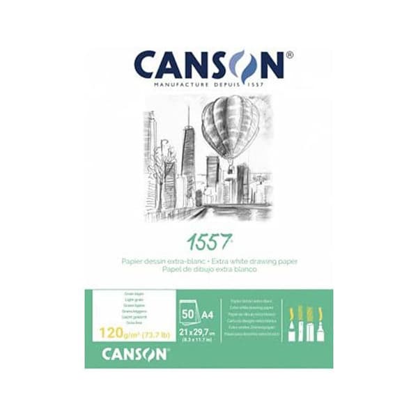 Skissblock - CANSON - 1557® - A4 - 120 g - 50 ark - Tillverkad i Frankrike