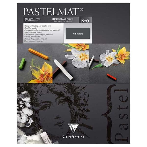 Bloc Pastelmat - CLAIREFONTAINE - n°6 - 24x30 cm - 12 Blad - 360g - Antracit
