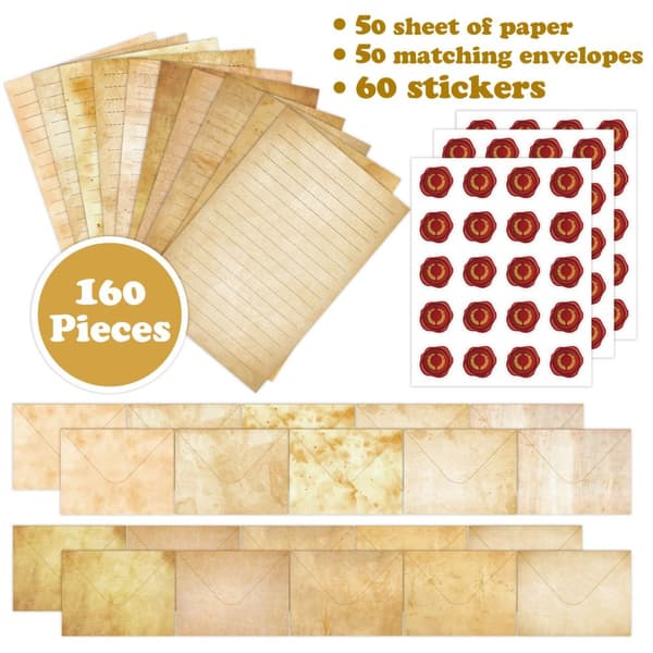 INF Vintage brevpapirsett - 160 stk. papir og konvolutter