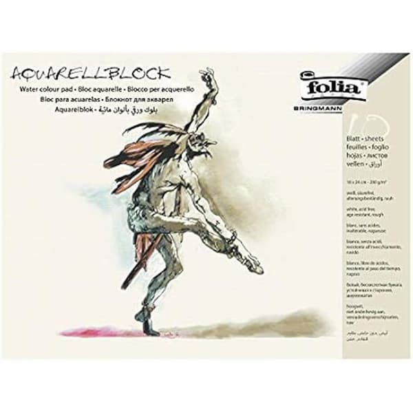 Akvarellpapper - FOLIA - 8331 - Set med 10 ark - 200 g/m² - 18 x 24 cm - Syrafritt
