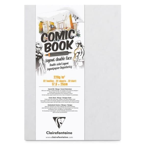 Ritning Notebook Layout Dubbelsidig serietidning - 17,6 x 25 Cm - 220G - Clairefontaine
