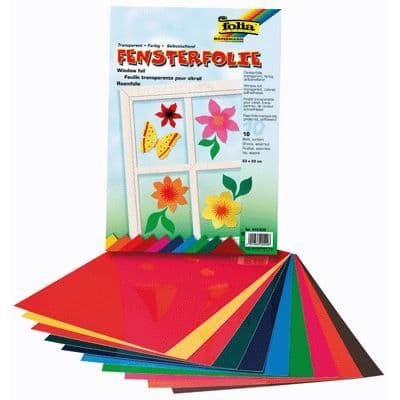 Elektrostatiskt målat glaspapper - Folia - 455409 - Set med 10 ark - 23x33 cm - Diverse färger
