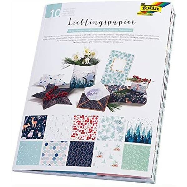 Mönstrat papper - FOLIA - 10 ark - 50 x 70 cm - 80 g/m² - Färgglad