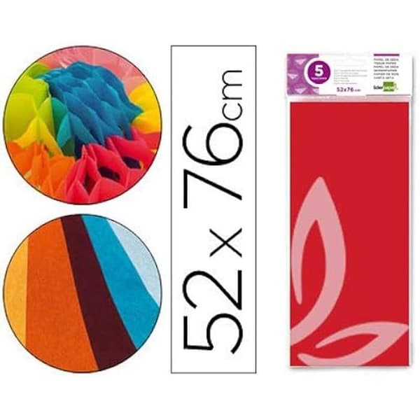 Silkepapper - LIDERPAPEL - 936077 - 52x76cm - 18g/m2 - Pack om 5 - Rosa
