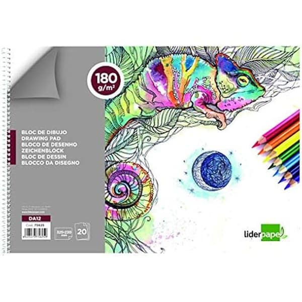 Ritblock - LIDERPAPEL - DA12 - A4-format - Fuchsia färg - 3 fodrade kartongflikar