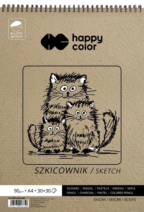 Happy Color Spiral Sketchbook A4 80/90g 60 arkkia