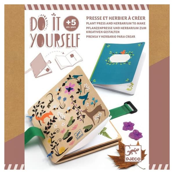 Kreativkit - DJECO - Liten botaniker - Träpress - Herbarium - Klistermärken