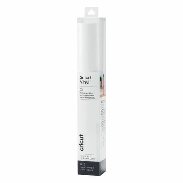 Värmeöverförings vinylrulle - Cricut - Smart Vinyl Permanent - Vit - 33cm x 0.9m - Blank