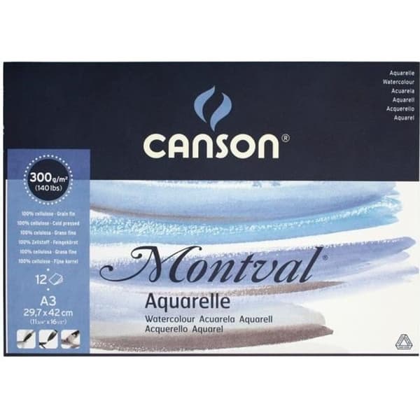 Canson Montval - Akvarellpapper A3 29,7 x 42 cm 12 ark Naturvit