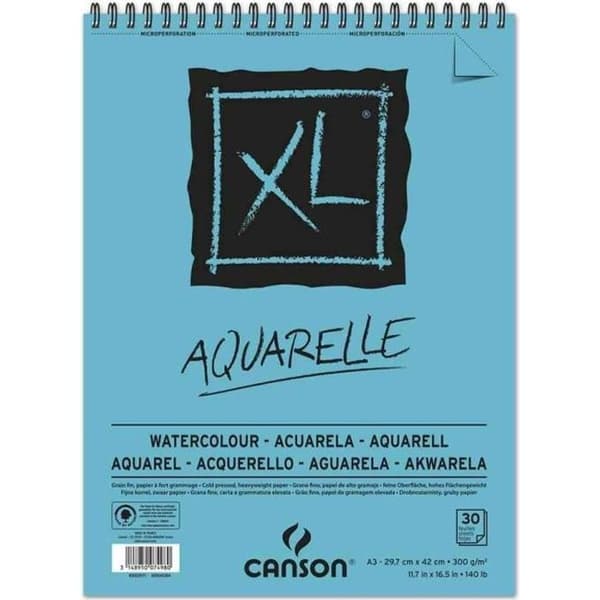 Spiraldyna - CANSON - Akvarell A3 - 300 g/m² - 30 ark - Finkornig