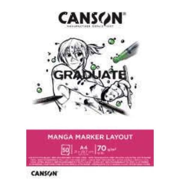 Papperblock - CANSON - Graduate Manga Marker Layout - 50 ark A3 - Vattentålig - Extra-vit
