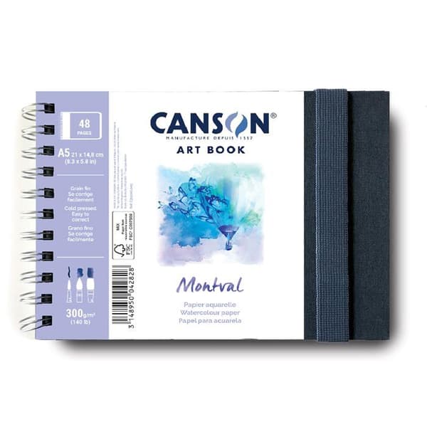 Canson - C31200L003 - Konstbok - Spiral anteckningsbok 48 sidor - Akvarellpapper - Finkornig - 21 x 14,8 cm - 300g/m - Vit