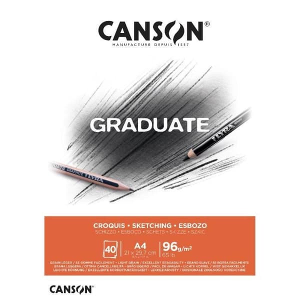 Skissblock - CANSON - Graduate-skiss - 40 ark - A4-format - Lätt papper