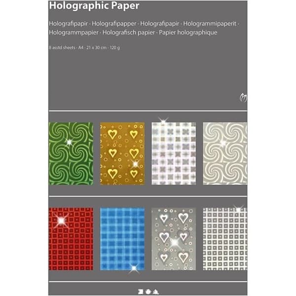 Creativ holografiskt papper A4 21 x 30 cm 120 g 8 ark - 449470