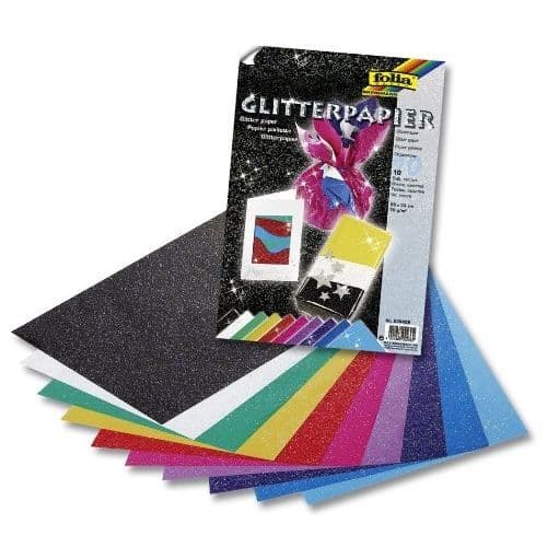 Glitterpapper - Okänd märke - 23x33cm - 70g - Förpackning med 10 ark