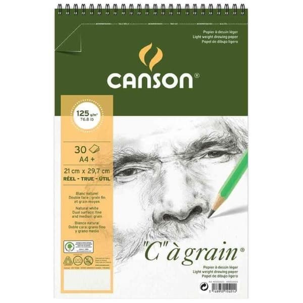 Spiralalbum - CANSON - A4+ - 30 ark - C korn ritpapper - 180g Vit