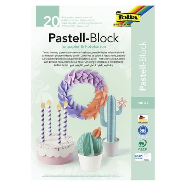 20 ark ritpapper och kartong A4 130g/300g pastellfärger