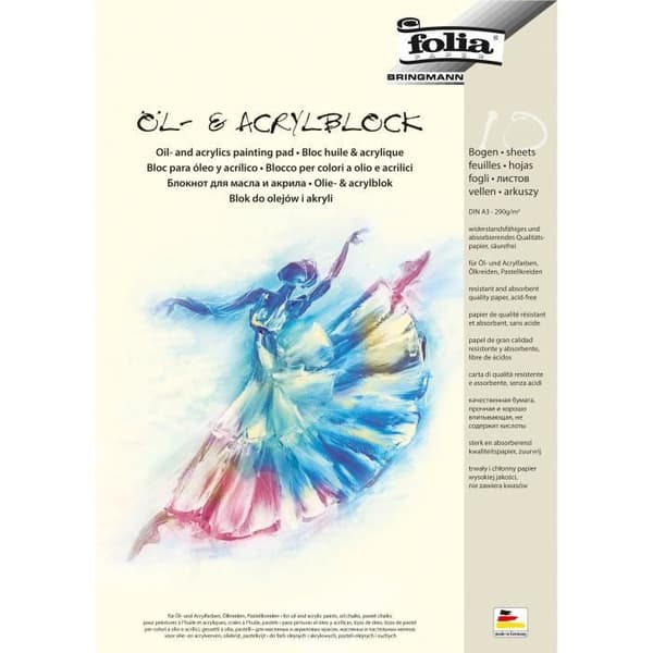 Block av papper för oljemålning - FOLIA - A3 - Vit - 10 ark - 290g/qm