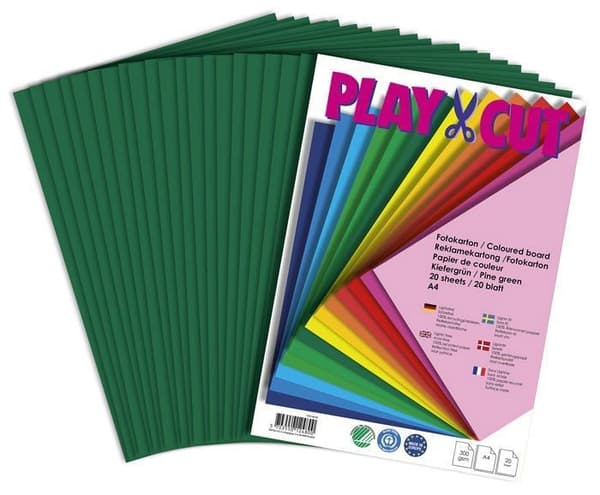 Play-cut - PH27439-20 -, A4 fotokartong 300 g/m furugrön, 20 ark, enfärgad.