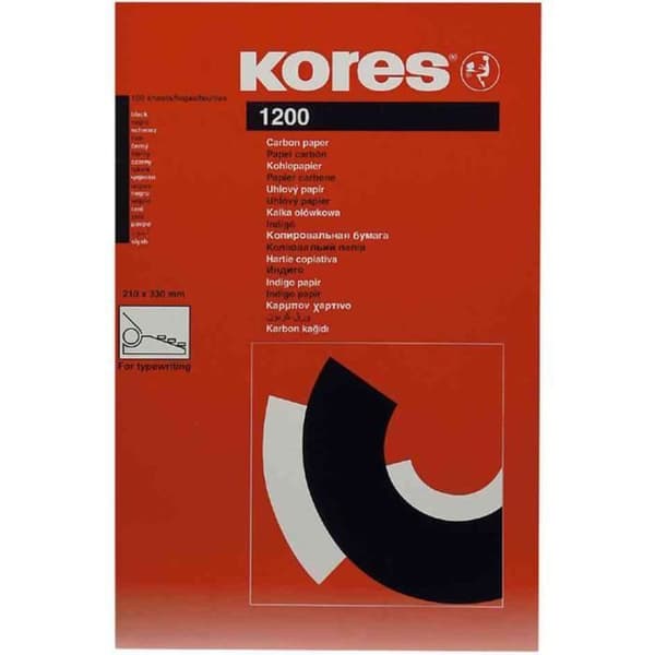 Kolpapper - KORES - A4 - Svart - 100 ark - För skrivmaskiner
