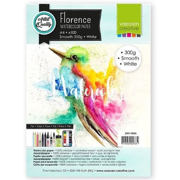 Vaessen Creative Florence Vit A4 akvarellpappersdyna 300 gr (100st)