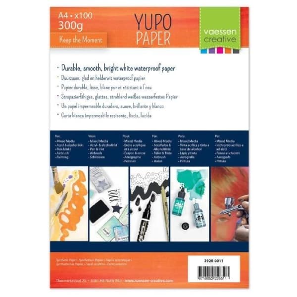 Yupo pappersdyna - Vaessen Creative - A4 - 100 st - 300g/m2 - Vattentålig