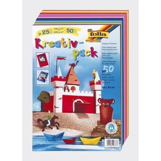 Tonat fotomontage ritpapper och kartong - FOLIA - 50 ark - 23*33 cm - Diverse färger