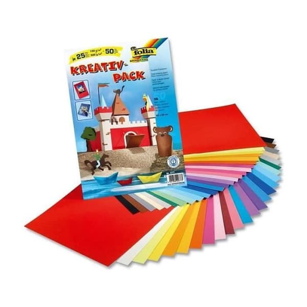 Tonat fotomontage ritpapper och kartong - FOLIA - 50 ark - 23*33 cm - Diverse färger