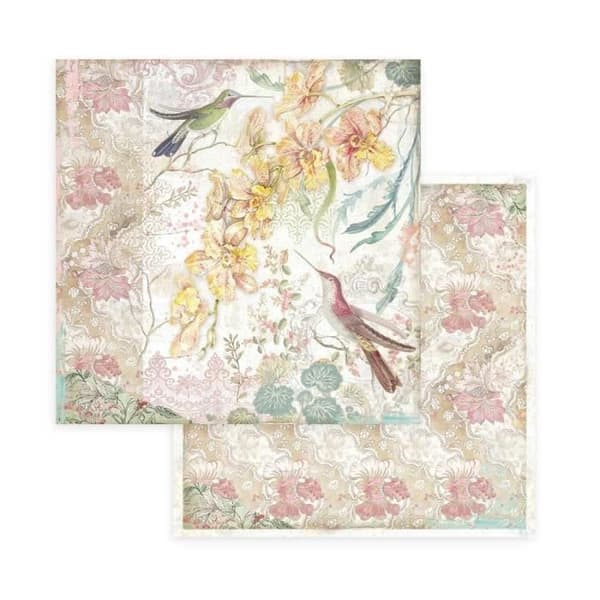 Scrapbookingpapper 'Orchids and Cats' - STAMPERIA - Set med 10 ark (20,3x20,3 cm)
