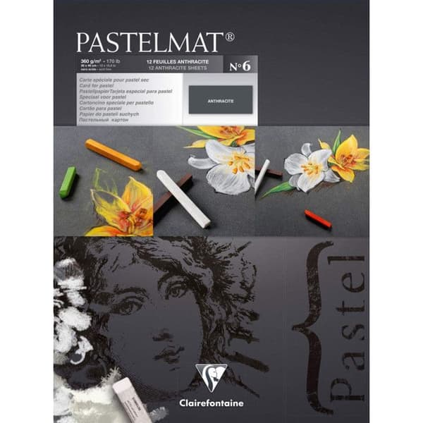 Pastellmattblock - CLAIREFONTAINE - nr 6 - 30x40 cm - 12 ark - 360g - Antracitgrå