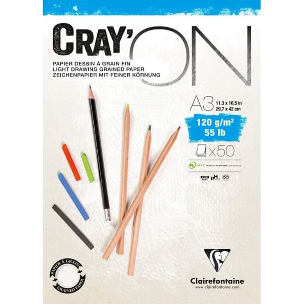 Cray'On A3 Pad - 50 ark - 120G - Clairefontaine