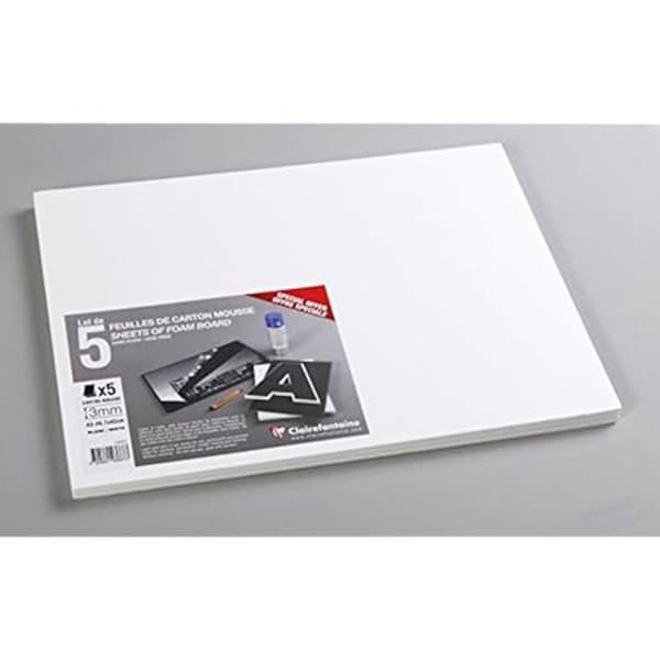 Kartong Mousse - CLAIREFONTAINE - 193656C - 5 Arket A4 - Tjocklek 3 mm - Satinvit