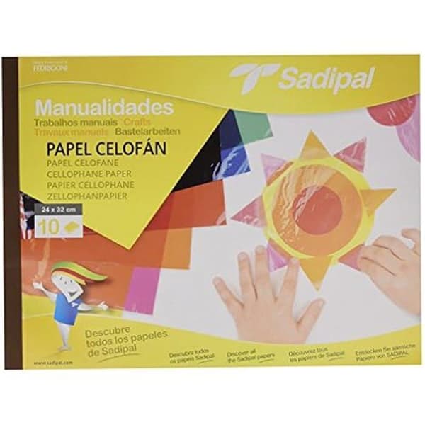 Manuell arbetsblock - SADIPAL - 5978 - 10 ark - Cellofanpapper - Assorterande färger