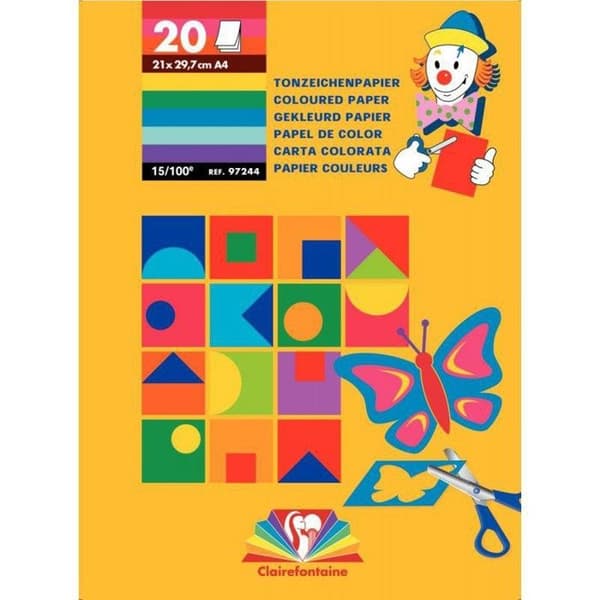A4 ritpapper - Blandat - Block med 20 ark - 120g - 10 ljusa nyanser - Blandat