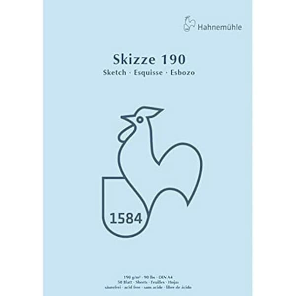 Skissblock A4 - HAHNEMÜHLE - 60127432 - 190 g/m² - 50 ark - Vit