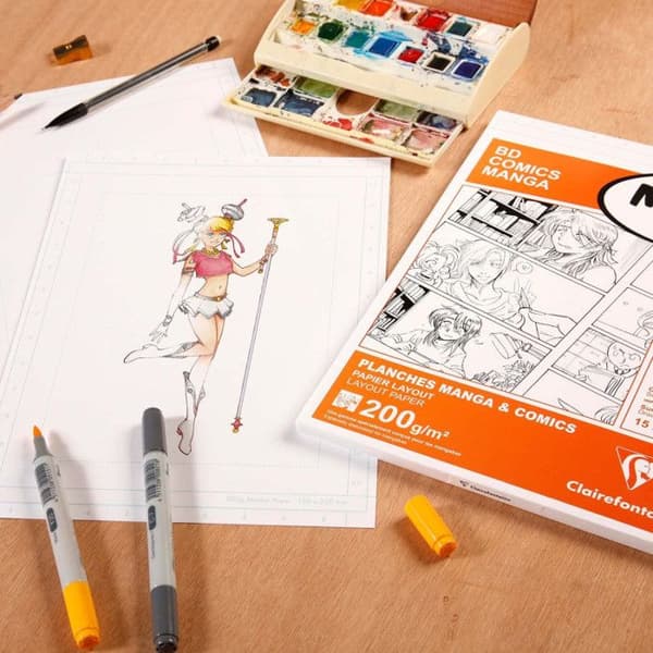 Etui Manga BD/Comic B4 - Märke - Modell - Papper 200g - Skydd Layout - Blanda