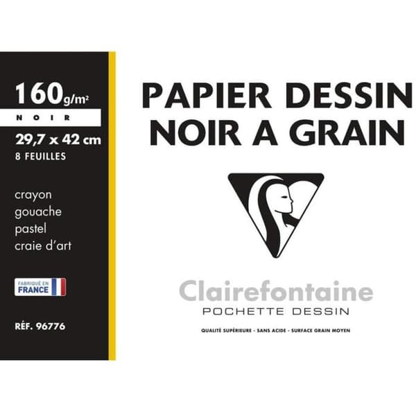 Pochette - CLAIREFONTAINE - Etival - 29,7x42 cm - 160g - Svart ritpapper