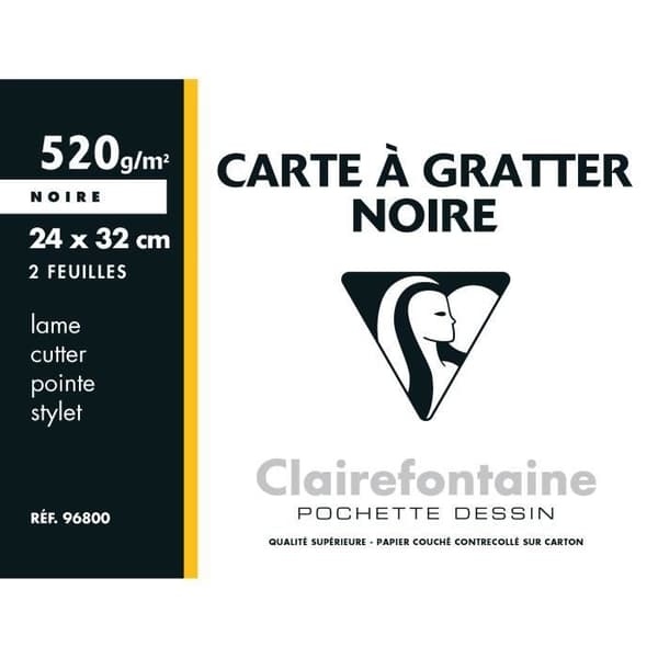 Skraplott - CLAIRE FONTAINE - 2 ark - 24x32 cm - Svart