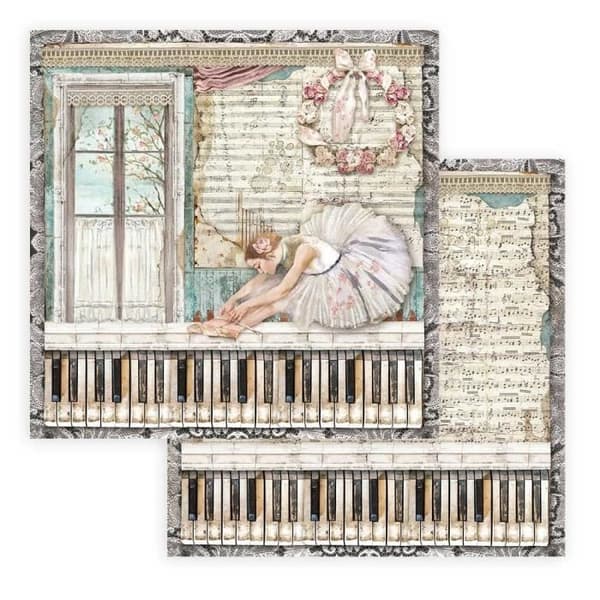 Scrapbookingpapper 'Passion' - STAMPERIA - Set med 10 ark (30,5x30,5 cm) - Vit