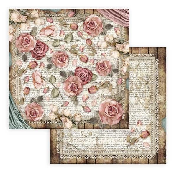 Scrapbookingpapper 'Passion' - STAMPERIA - Set med 10 ark (30,5x30,5 cm) - Vit