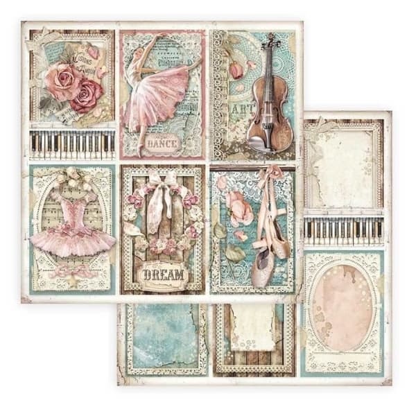 Scrapbookingpapper 'Passion' - STAMPERIA - Set med 10 ark (30,5x30,5 cm) - Vit