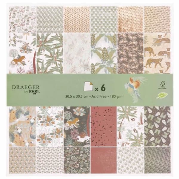 Toga Scrapbook-papper, flerfärgat, OneSize (30,5 cm x 30,5 cm), set med 6 delar - PS165