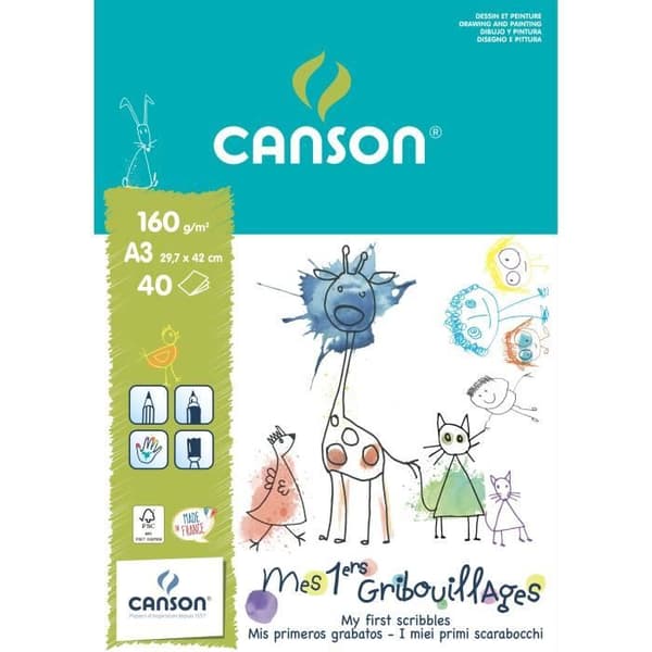 CANSON My 1st Doodles ritpappersblock 40 A3-ark - 160 g