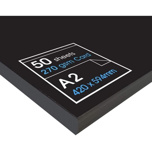 Papier a dessin Artway - Artway Black Card - Papper kartong återvunnen - 270 g/m - svart - A1/A2/A3/A4 - A2 - 50 ark