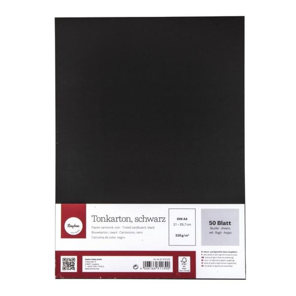 Kartong, FSC Mix Credit, svart, DIN A4, 220 g / m², 50 ark
