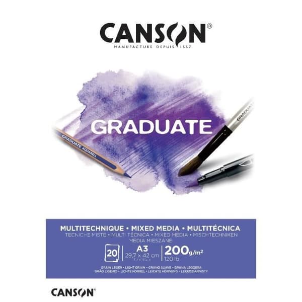 Pappersdyna - CANSON - Graduate Mixed Media - 20 ark - A3 - 200g/m2