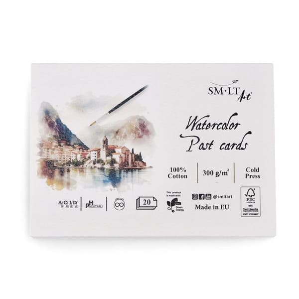 Kartor Postales SM-LT Vattenfärgspapper 100% bomull 10,5x15cm 20 ark 300 g/m²