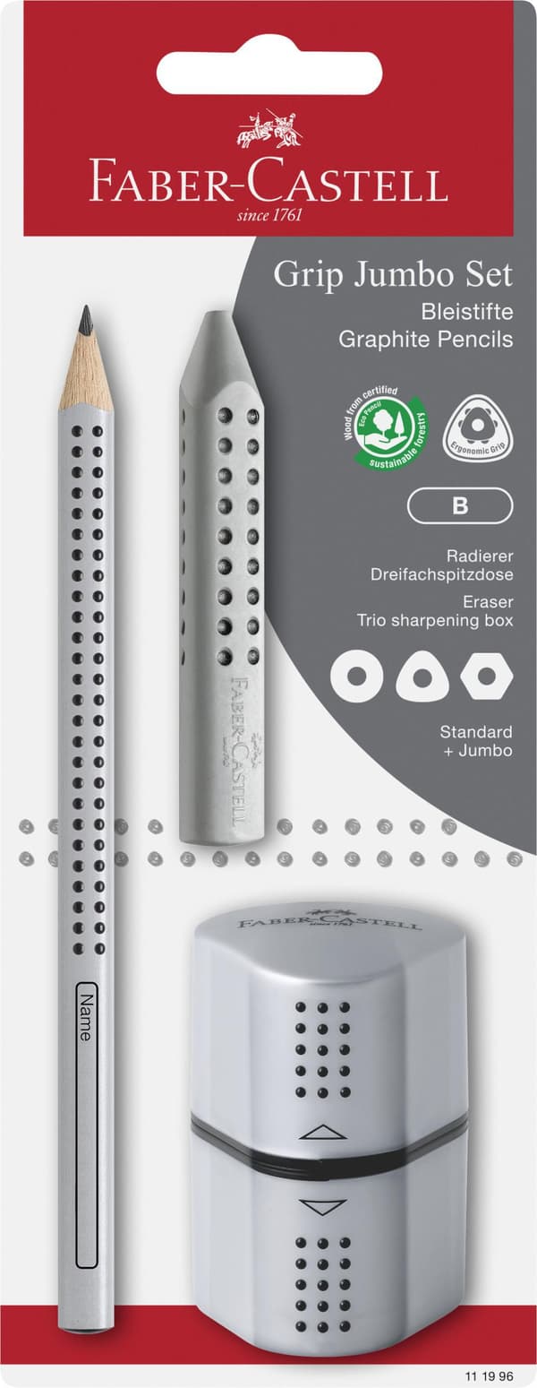 Blyertspenna Jumbo Grip Silver set