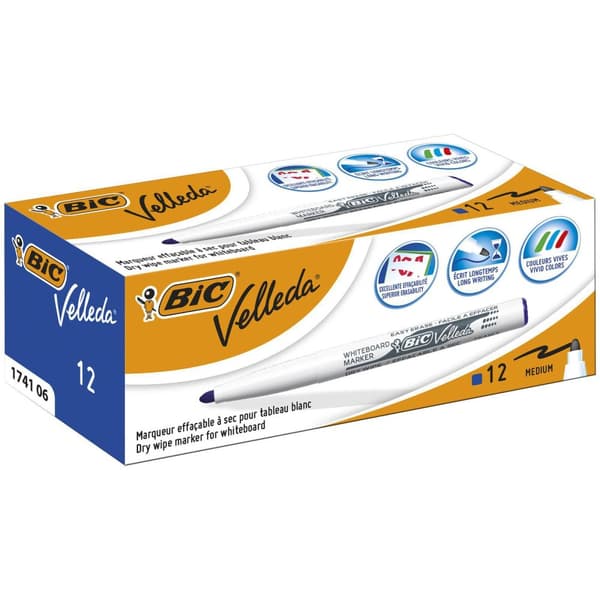 Whiteboardpenna BIC Velleda 1741 blå 12st